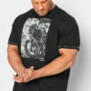 D555 Big & Tall Black Motorbike Printed T-Shirt