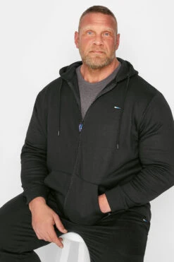 BadRhino Big & Tall Black Essential Zip Through Hoodie
