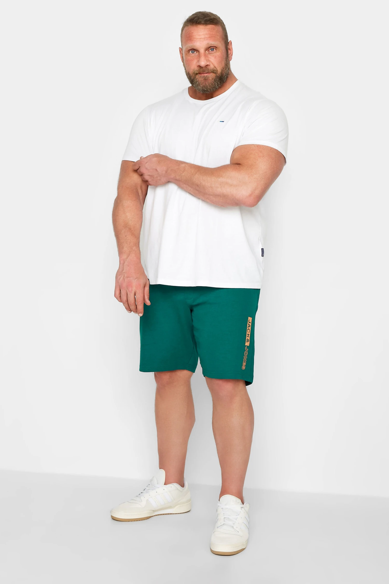JACK & JONES Big & Tall Green Logo Jogger Shorts 2 JACK & JONES Big & Tall Green Logo Jogger Shorts - Image 2