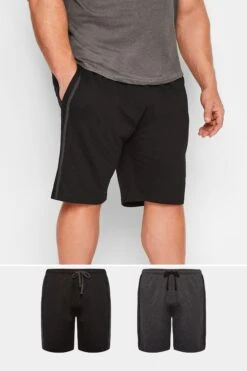 D555 Big & Tall 2 PACK Black & Grey Jersey Short