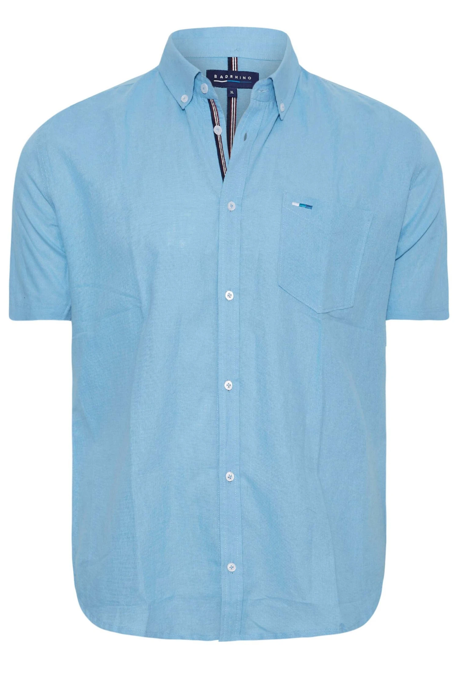 BadRhino Big & Tall Light Blue Linen Shirt 3 BadRhino Big & Tall Light Blue Linen Shirt - Image 3