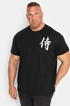 BadRhino Big & Tall Black Samurai Print T-Shirt