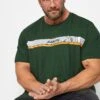JACK & JONES Big & Tall Green Logo Stripe T-Shirt