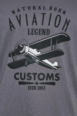 KAM Big & Tall 2 PACK Grey & Navy Blue Aviation Printed T-Shirts -Menswear Mode Sales Store fa0bfbc6 0963 46 207760 Z