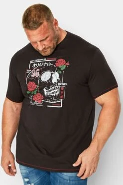 D555 Big & Tall Black Couture Skull Print T-Shirt