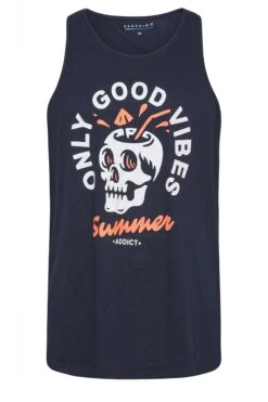 BadRhino Big & Tall Navy Blue Skull Vest -Menswear Mode Sales Store fc6ecbcb 4086 43 206522 XR