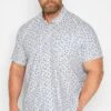 BadRhino Big & Tall White Floral Print Short Sleeve Shirt