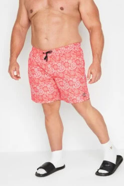 JACK & JONES Big & Tall Red Paisley Swim Shorts