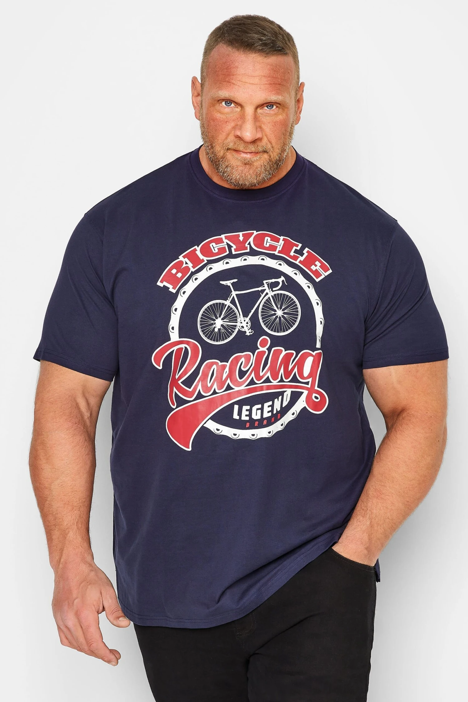 KAM Big & Tall 2 PACK Black & Navy Blue Cycle Printed T-Shirts 2 KAM Big & Tall 2 PACK Black & Navy Blue Cycle Printed T-Shirts - Image 2