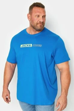 JACK & JONES Big & Tall Bright Blue Logo T-Shirt