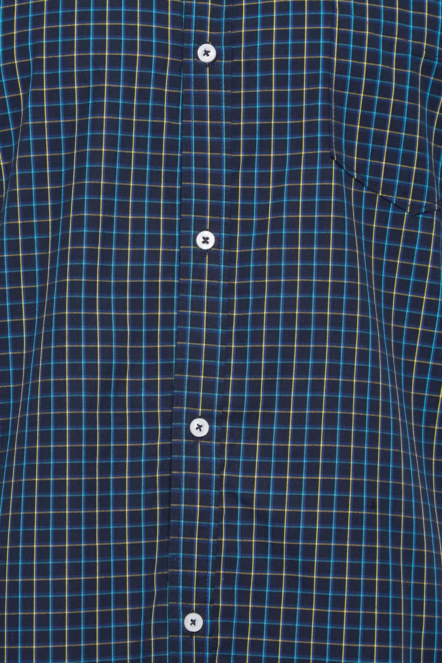 BadRhino Big & Tall Navy Blue & Yellow Short Sleeve Check Shirt 2 BadRhino Big & Tall Navy Blue & Yellow Short Sleeve Check Shirt - Image 2